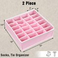 thumbnail image 2 of Biwat Simple Houseware Sock Drawer Organizer, 24-Cell Closet Divider, Foldable Storage Box for Socks, Underwear, Accessories, 2 Pack, Pink, 2 of 4