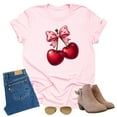 thumbnail image 3 of Valentine Cherry Bow Hearts Center Design Casual Short Sleeve Shirt ( XX-Large, Light Pink), 3 of 5