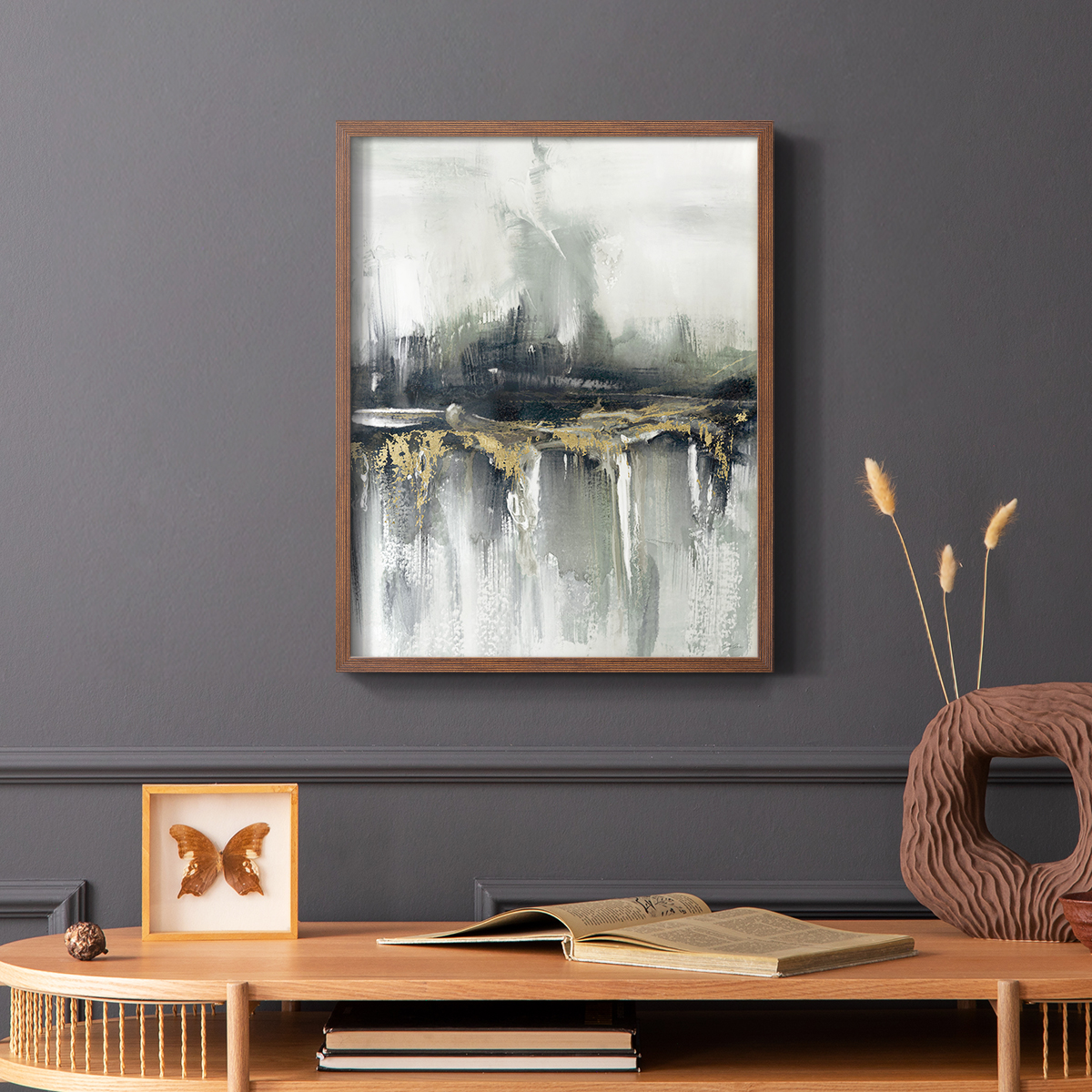 Indyscape and Gold in Brown Solid Wood 8 x 10 Framed Print