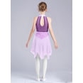 thumbnail image 7 of Hansber Kids Girls Sleeveless Glittery Mesh Irregular Hem Figure Ice Skating Dress Ballet Lyrical Dance Wear Purple 6, 7 of 7