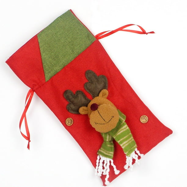 Wosthever Bolsa de regalo pequeña de Navidad Reno Muñeco de nieve Papá Noel Cordón Bolsa de galletas de caramelo Bolsa de regalo de decoración de Type7 NO7 Wosthever JR0718-03