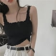 thumbnail image 5 of Summer Women Sexy Short Stringy Selvedge Solid Color Knit Bottoming Tank Tops Fashion Trend Camisoles, 5 of 5