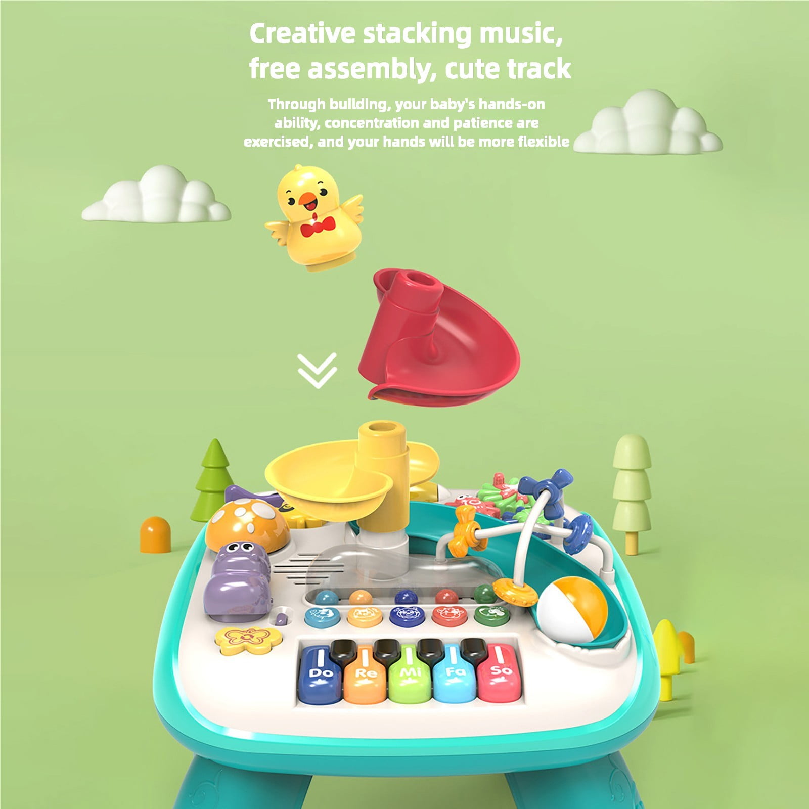BJBSJSZ Leap Frog Learn Musical Table, Round Rolling Music Multi Functional Game Table Puzzle Enlightenment Early Education Learning Table Baby Play Toy Table