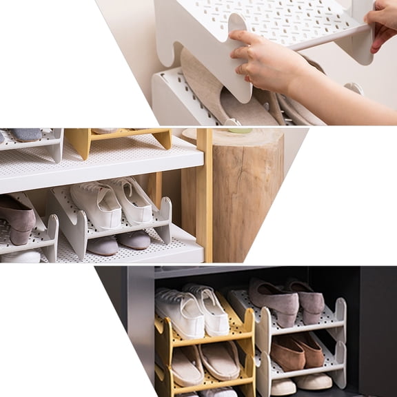 UPOUART White Plastic Shoes Rack with Ventilated Design for Storage Use PP Material Safe and Tidy 4 Layers