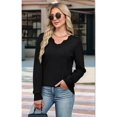 thumbnail image 5 of Women'S Sweaters Casual V-Neck Long Sleeve Sweaters Loose Solid Fall Tops Pullover Sweater Pure Black S, 5 of 7