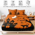 thumbnail image 5 of King Size Fitted Sheet Set - Orange Halloween 3 Piece Bedding Sets 16" Deep Pocket Fitted Sheet with 2 Pillowcases, Scary Castle Bats Tree Silhouette Brushed Microfiber Hotel Luxury Bed Sheets, 5 of 9