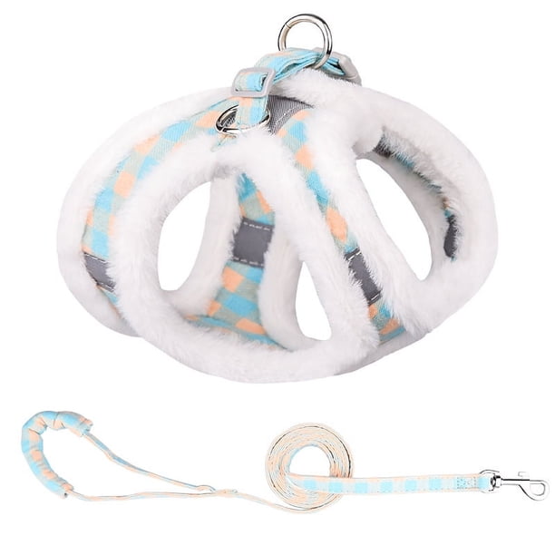 Chaleco reflectante para el pecho y la espalda para mascotas de otoño e invierno, con forro polar, cálido, correa para el pecho para perros, tracción ajustable para gatos