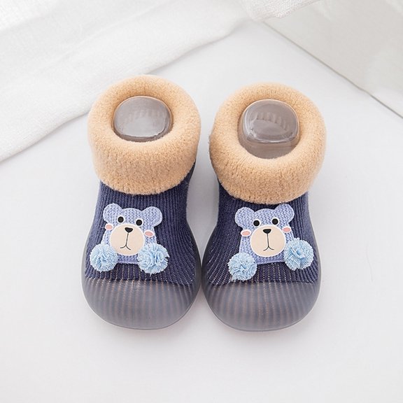 Baby Slipper Socks Non Floor Baby Grip Socks Walking Shoes Breathable Warm Soft Sole Rubber Cotton Socks Shoes Birthday Gifts for Boys Girls 0-6 Months
