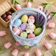 thumbnail image 6 of SLYNSHome Easter Basket Easter Bunny Baskets with Handle Blue Egg Buckets Gifts Tote Bags Woven Empty Hunt Basket, 6 of 7
