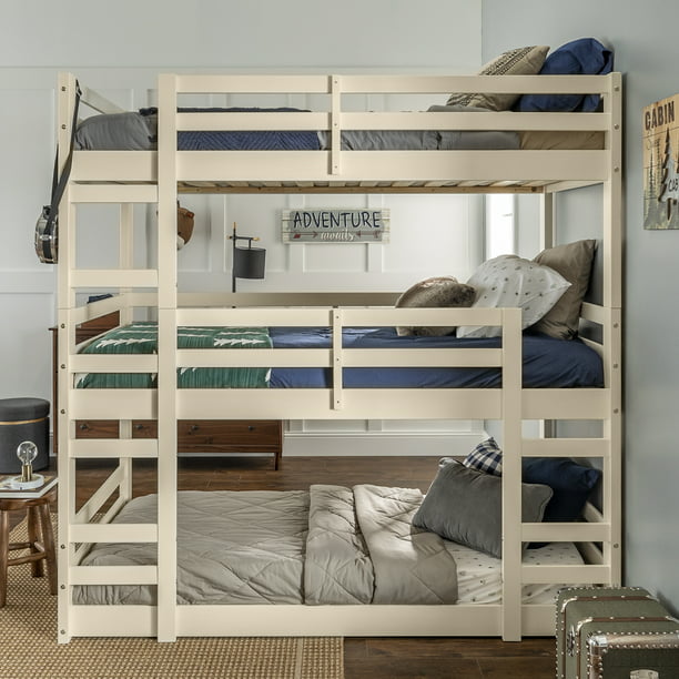 Manor Park Solid Wood Triple Bunk Bed, Triple Twin Bunk Bed
