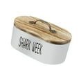 thumbnail image 2 of Caja de almacenamiento de escritorio de madera, joyero, contenedor de almacenamiento con asa y tapa ovalada blanco, 2 of 9