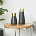 thumbnail image 2 of DecMode 11", 8"H Black Stainless Steel Vase with Gold Rims, Set of 2, 2 of 7
