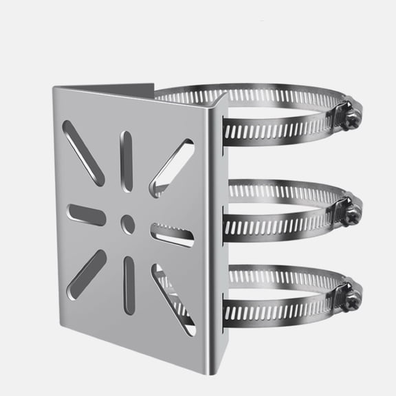 Clearhill Stainless Steel Pole Mount Bracket for Security Cameras, Vertical CCTV Camera Corner Bracket with Adjustable Straps