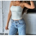 thumbnail image 4 of Women Y2K Sleeveless Striped Spaghetti Strap Crop Tank Backless Slim Fit Aesthetic Going Out Tops Girls Blue & White L, 4 of 8