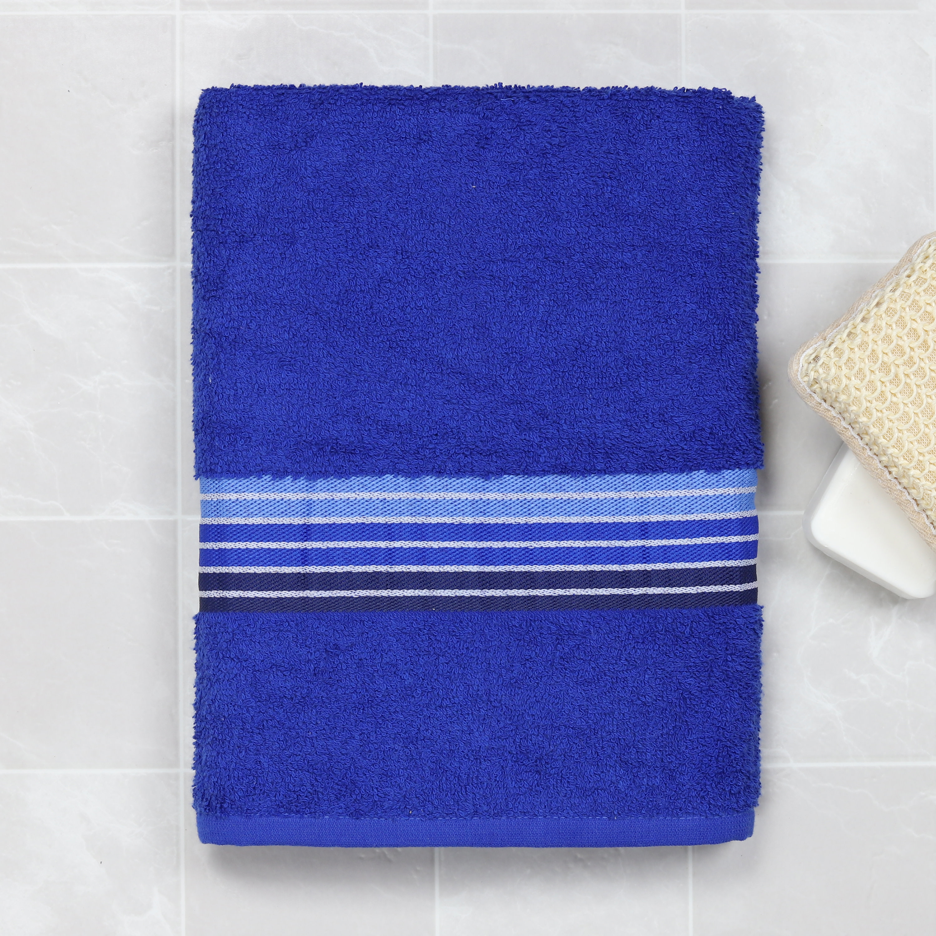 Mainstays Basic Ombre Stripe Bath Towel, Royal Spice