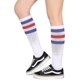 thumbnail image 3 of par de calcetines de tubo retro de algodón con rayas triples clásicas sobre la pantorrilla de 37 cm para hombres y mujeres, 3 of 4