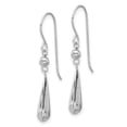thumbnail image 2 of Primal Gold 14 Karat White Gold Grooved Puffed Teardrop Shepherd Hook Earrings, 2 of 4