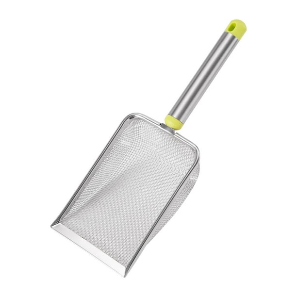 Pala para arena de gatos, mango largo de acero inoxidable, suministros para limpieza de mascotas, pala para arena tamizada, pala para arena para gatos Malla 2.8X2.8mm