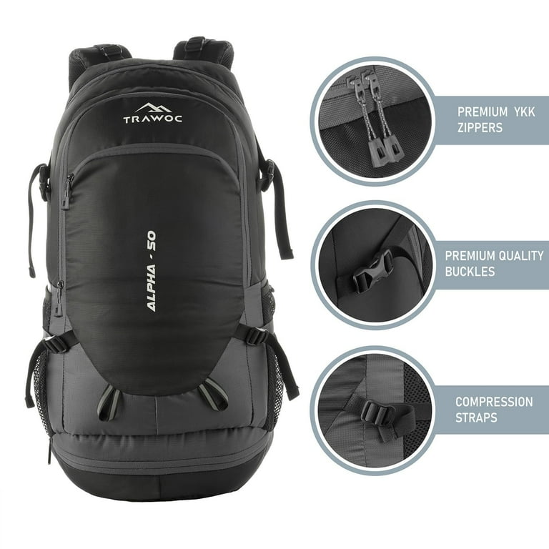 50-75-liter travel backpack TRIUMPH X-75 Rucksack - Hunter-Green |75L Capacity, Water Resistant, Laptop Compartment, Rain Cover & Shoe Compartment And a removable 8L sling bag lets you stash essentials when you ditch your pack on short hikes and museum stops—this sling bag is also the perfect in Backpack 70L/75L Water-Resistant – The