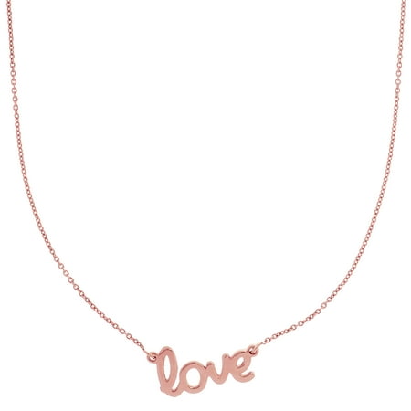 JewelryAffairs 14k Gold Love Script Pendant 18 Necklace