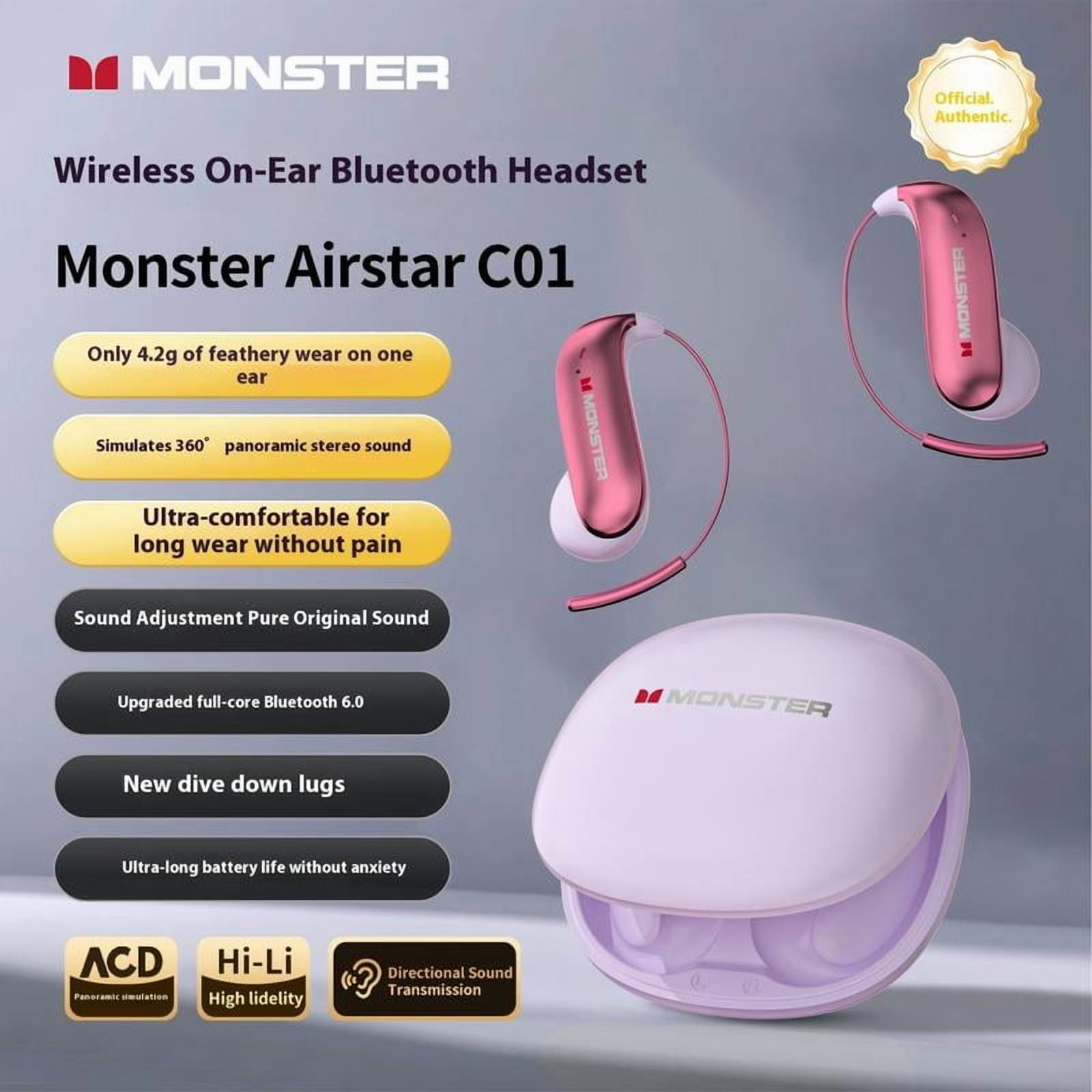 Monster Ear Buds - Bluetooth Headphones with Zero‑Gravity Titanium Ear‑Hook Design, Noise Isolation, 145H Playtime Wireless Earbuds Headset Bluetooth 6.0, IPX5 Waterproof & Sweatproof, Ideal for