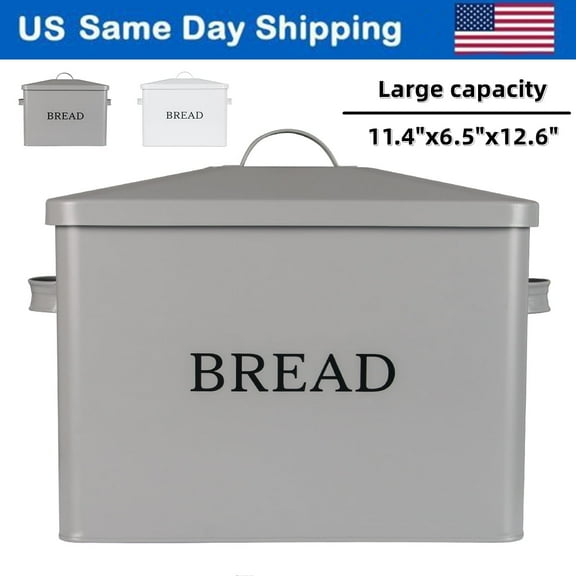 Gamexcel Bread Box: Extra Large Metal Bin (12.6" x 11.4" x 6.5"), Holds 2 Loaves, Vintage Farmhouse Decor