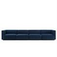 thumbnail image 3 of Modway Conjure 4-Piece Channel Tufted Performance Velvet Sofa in Black/Blue, 3 of 5