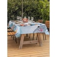 thumbnail image 3 of Outdoor Tablecloth with Umbrella Hole for Patio/Picnic/Party/Camping, Summer Gnomes Nautical Waterproof Table Cloth Rectangle Table Cover Washable, Blue Coastal Blue Ombre (54"x 80"), 3 of 8