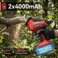 thumbnail image 4 of HOTREE Cordless Reciprocating Saw, Variable Speed, 2 x 2.0Ah Batteries, Blades Kit for Wood, Metal, PVC Cutting, Red, 4 of 8