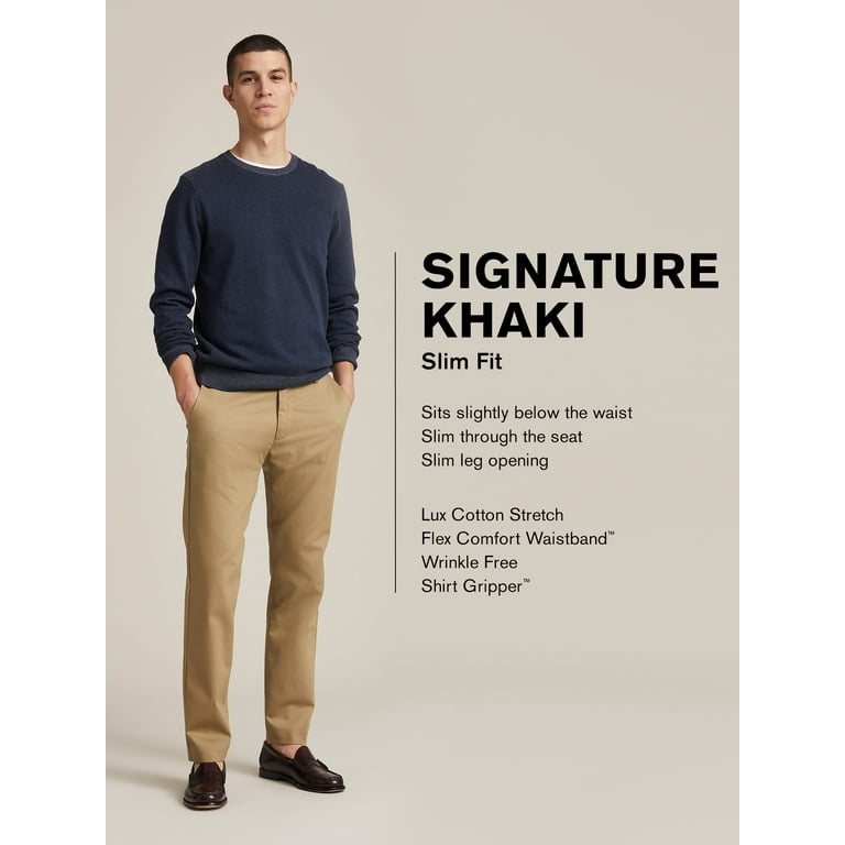 Mens Classic Slacks 30x28, Slim Fit Signature Khaki Lux Mens Classic Slacks 30x28, Slim Fit Signature Khaki Lux
