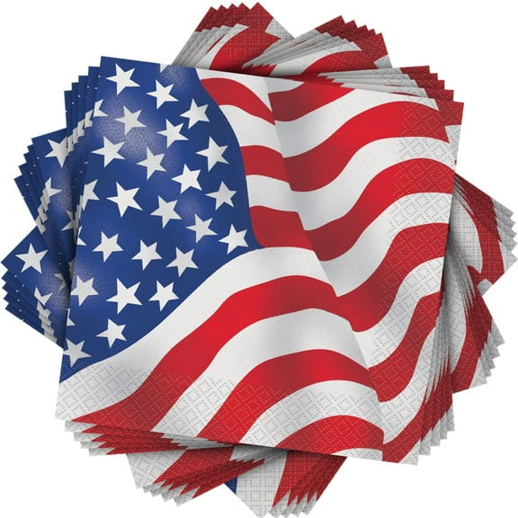 US American Flag Paper Luncheon Napkins, 6.5in, 16ct
