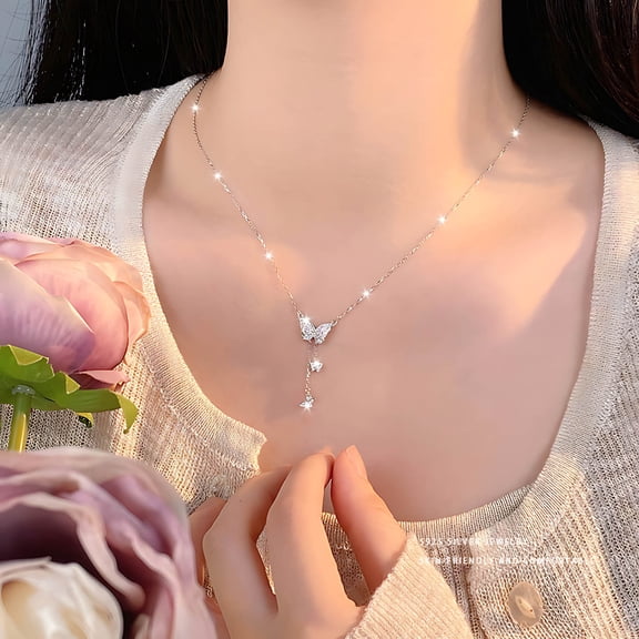 Latrodar Silver Necklace for Women Plain Shiny Mom Christmas Gifts Pendant Necklace for Women Fashion Accessories Pendant Necklace for Wife Mom Birthday Anniversary Wedding Mother's Day Gifts