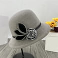 thumbnail image 4 of Vintage Cloche Bucket Bowler Hat Women Church Wedding Fascinator Dress Hat Winter Fedora, Gray, 4 of 5