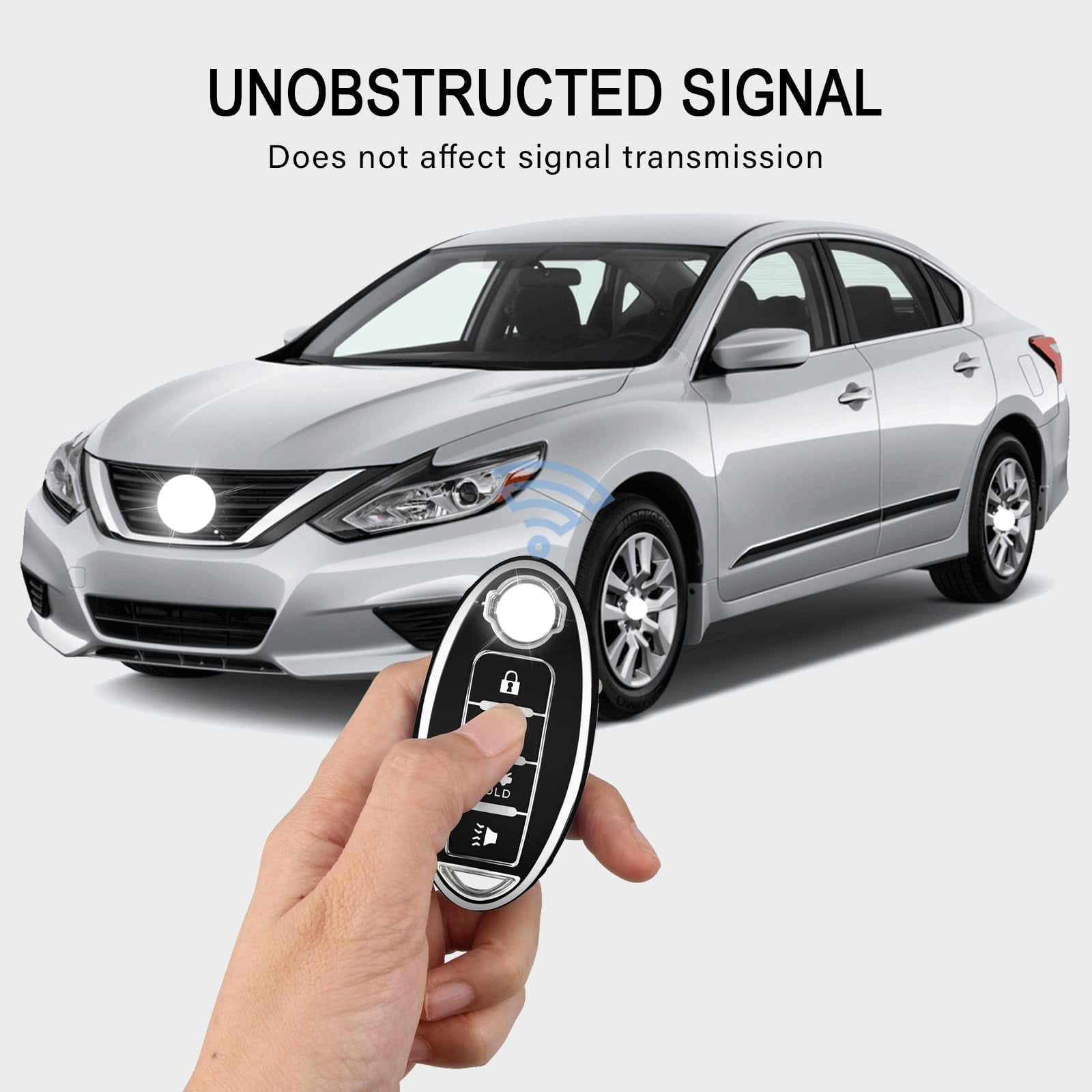 Nissan Key Fob Cover - 4-Button Car Key Protector Case, Compatible with 2023-2024 Pathfinder & Rogue, Includes Metal Keychain - Remote Key Protection Accessory