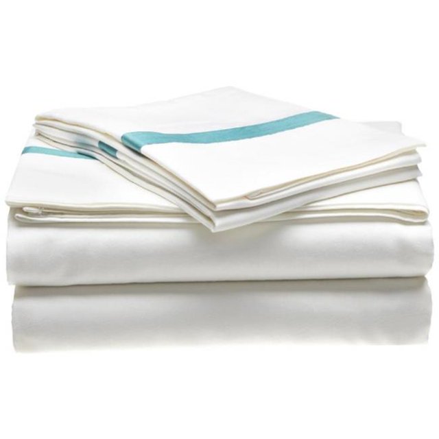 Hotel Collection 300 Thread Count Cotton Sheet Set King-White/Turquoise