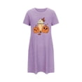thumbnail image 2 of Karight Womens Pajamas Halloween Ghost Printed Short Sleeve Crewneck Nightdress Casual Loose Comfort Fashion Sleepwear, 2 of 4