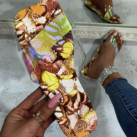 

〖Yilirongyumm〗 Orange 41 Sandals Women Slippers Size Pattern Large Color Ladies Comfortable Fashion Beach Women s Sandals