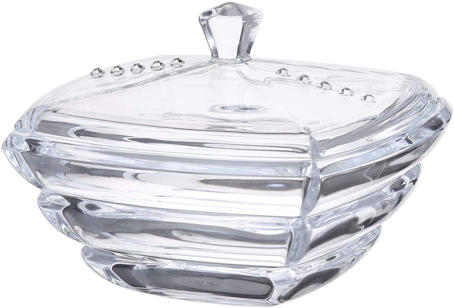 Crystalite Bohemia 7"x7" Crystal Bowl "Tower" with Lid with Swarovski Rhinestones, Candy/Fruit Bowl with Elegant Design - image 1 of 1