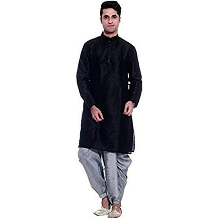 

Royal Men s Silk Blend Dhoti & Kurta Set_Black