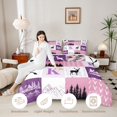 thumbnail image 3 of Castle Fairy Deer Hunting Initial K Twin Comforter Sets 2pcs,Vintage Stripes Camo Animal Bedding Set,Pink Purple White,Pink Reversible,1 Comforter and 1 Pillowcase, 3 of 6