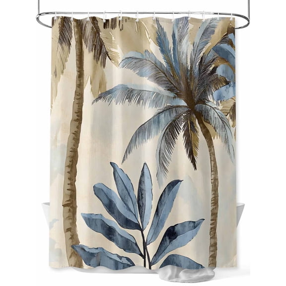 Palm Trees Shower Curtain, Nature Vintage Watercolor Tree Waterproof Shower Curtain Set with 12 Hooks Lightweight Washable Fabric Shower Curtains for Bathroom 72x78 Inches