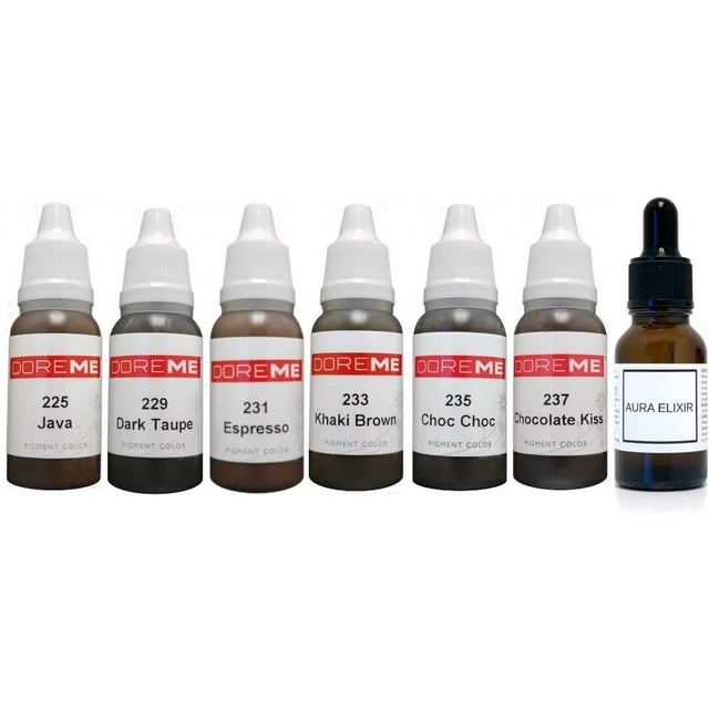 Doreme Permanent Makeup Bodacious Brunettes Pigment Set Kit Ink Color Cosmetic Micropigmentation Microblading Aura Elixir Sets