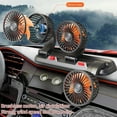 thumbnail image 3 of 3-Head 24V Car Cooling Fan with 16W Powerful Airflow, 360° Adjustable Rotation, 2-Speed Settings, Low Noise Operation, Hidden Aromatherapy Box & Parking Number Plate - Black ABS Material, 130cm Power, 3 of 6