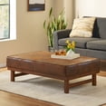 thumbnail image 2 of Noble House Clare Microfiber and Wood Cocktail Ottoman, Brown and Walnut, 2 of 7