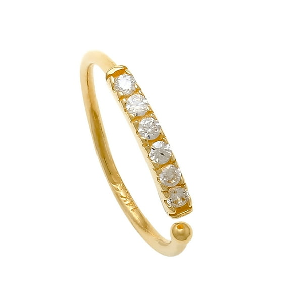 Anygolds 14K Real Solid Gold Diamond CZ Nose Hoop, 20G