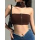 thumbnail image 5 of Txlixc Blusa tubular de verano para mujeres, de punto de color sólido Txlixc moda, 5 of 8