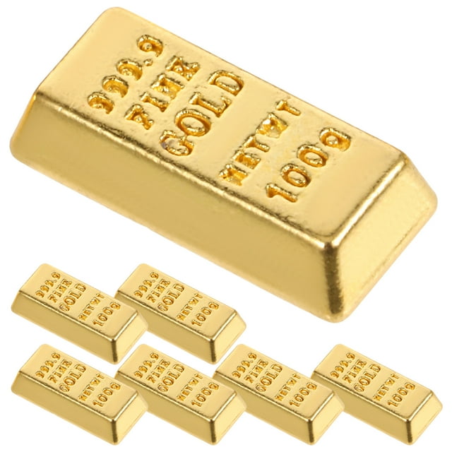 10pcs Doll House Gold Bars Model Mini Golden Brick Miniature Layout Gold Bars Size S Hollow
