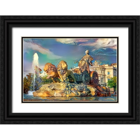 Gavidia, Pedro 14x11 Black Ornate Wood Framed with Double Matting Museum Art Print Titled - Madrid Spain Cibeles Fountain