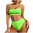 thumbnail image 1 of High Waisted Swimsuit, Women's Solid Color High Waisted Small Stripe Bikini Foreign Trade Swimsuit, 1 of 4