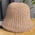 thumbnail image 3 of CoCopeaunts Bucket Hat for Women Lamb Plush Fisherman Hat Fashion Solid Color Pleated Bucket Caps Literary Leisure Big Brim, 3 of 8